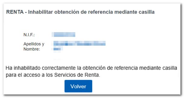 obtención de referencia inhabilitado