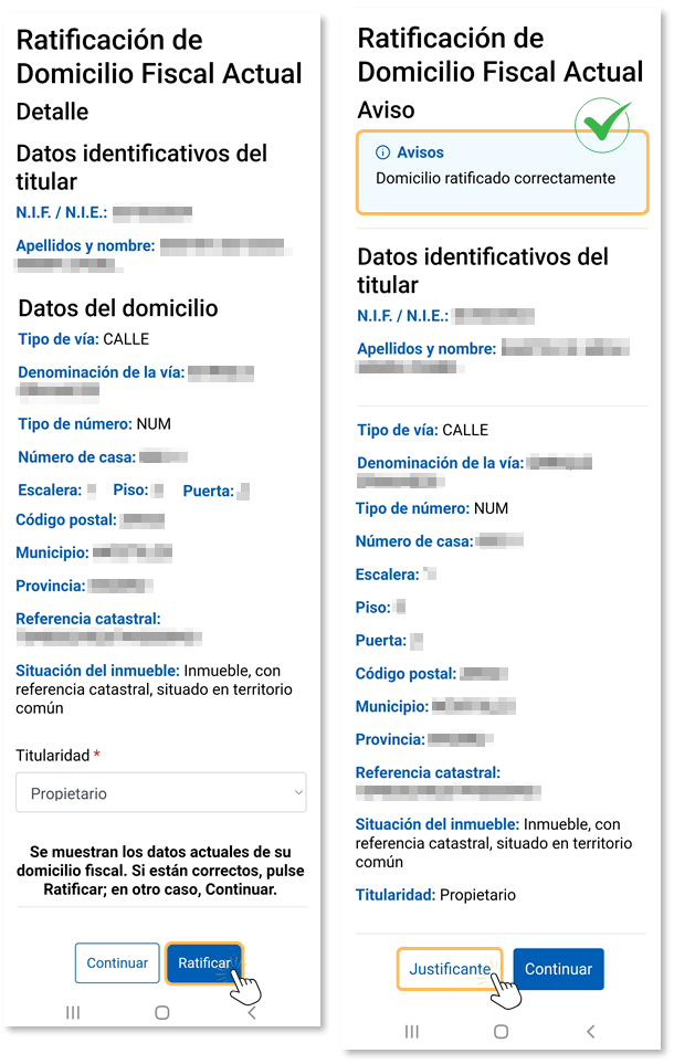 Ratificar domicilio habitual acutal