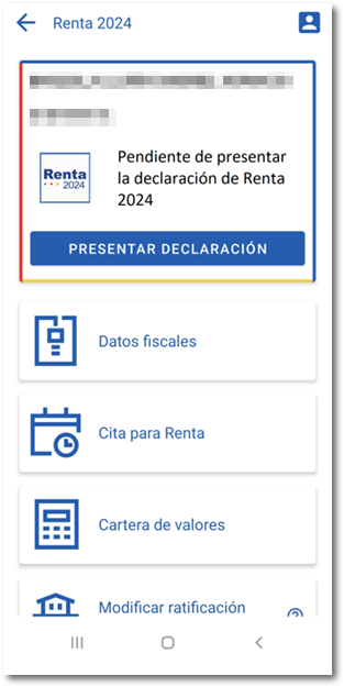 Tramitar renta desde app