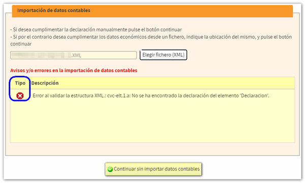 Errores, continuar sin importar datos contables