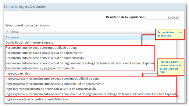 Tipos de reconocimiento de deuda