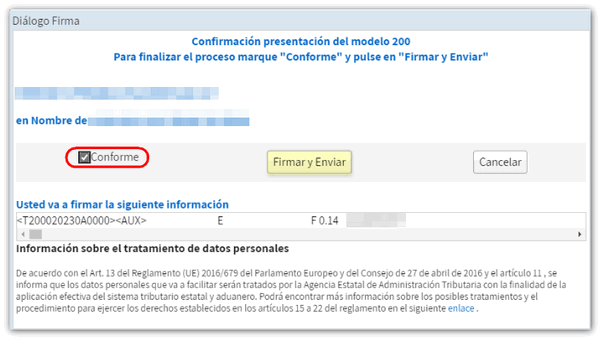 Conforme, firmar y enviar