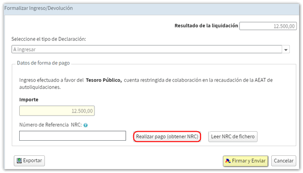 Realizar pago. Obtener NRC