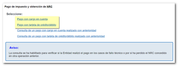 cargo en cuenta / pago con tarjeta