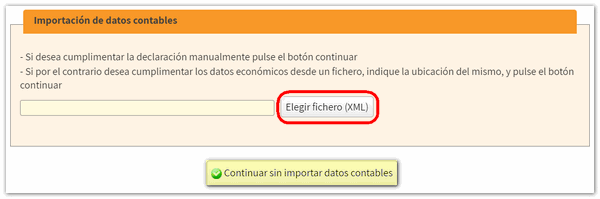 Elegir XML para importar datos contables