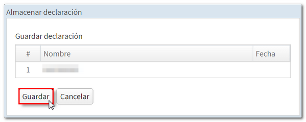 Guardar declaración