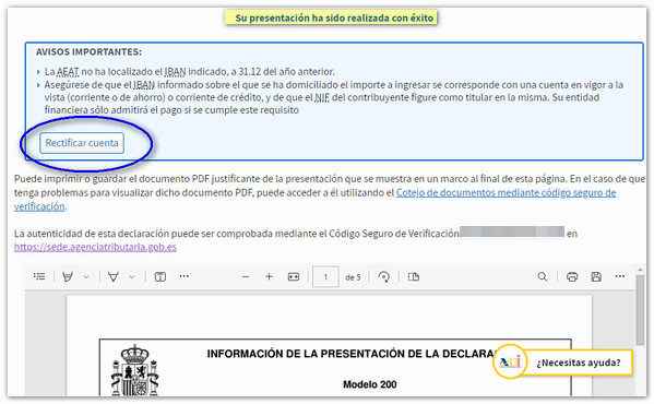Justificante de presentación