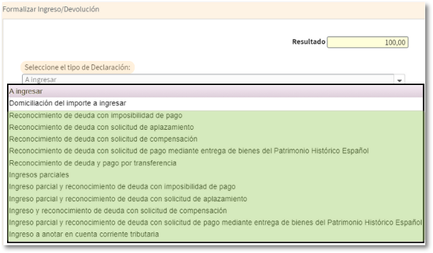 Opciones de reconocimiento de deuda