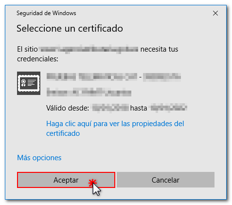 seleccionar certificado electrónico