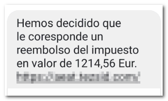 SMS reembolso 1212,56 Eur