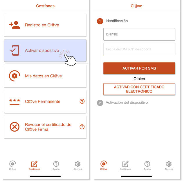 Activar dispositivo APP Cl@ve iOS
