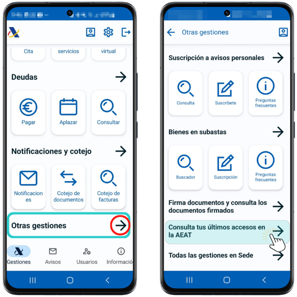 Consulta de mis últimos accesos