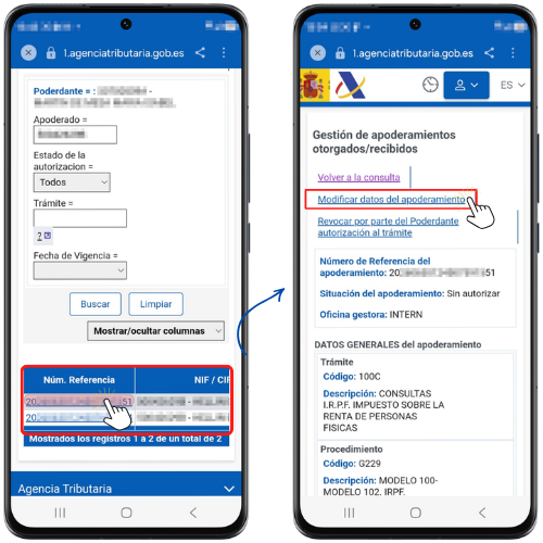 Consulta de apoderamientos otorgados