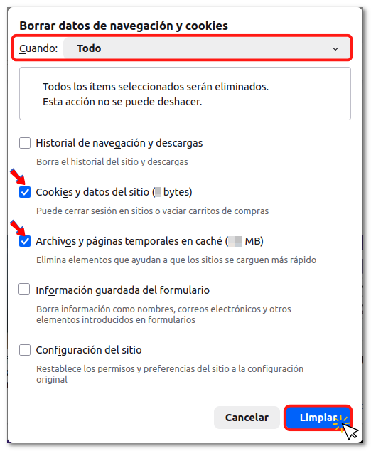 Todo el historial, Borrar historial