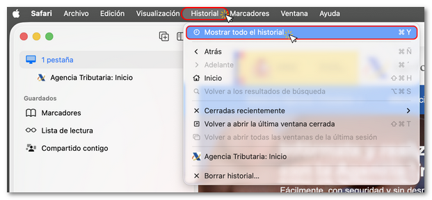 Historial, mostrar