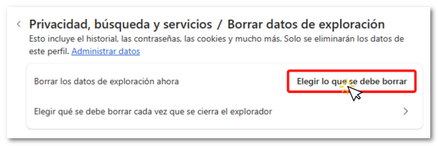 Elegir lo que se debe borrar