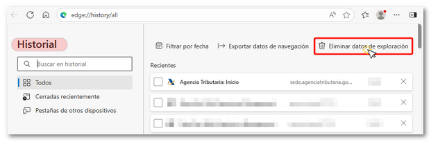 Eliminar datos de exploración