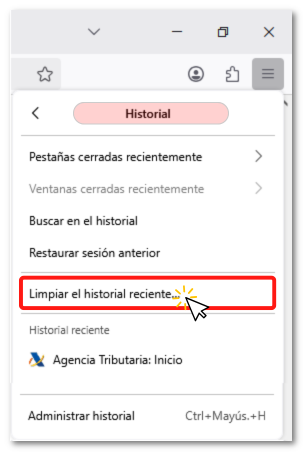 Limpiar el historial reciente