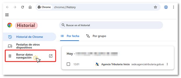 Borrar datos de navegación