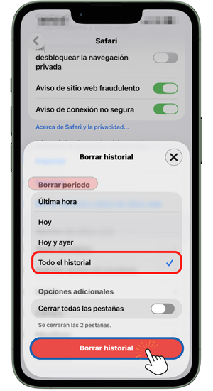 Borrar historial