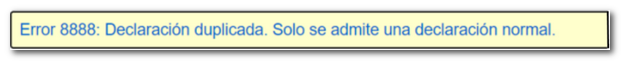 Declaración duplicada mensaje