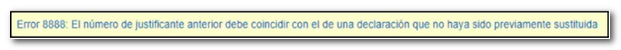 Justificante debe coincidir con declaración no sustituida