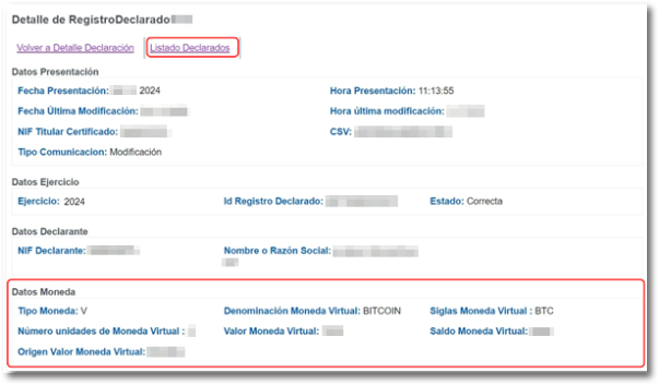 Datos del registro