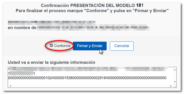Conforme Firmar y enviar