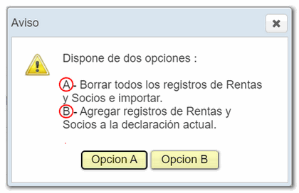 Opciones de importación