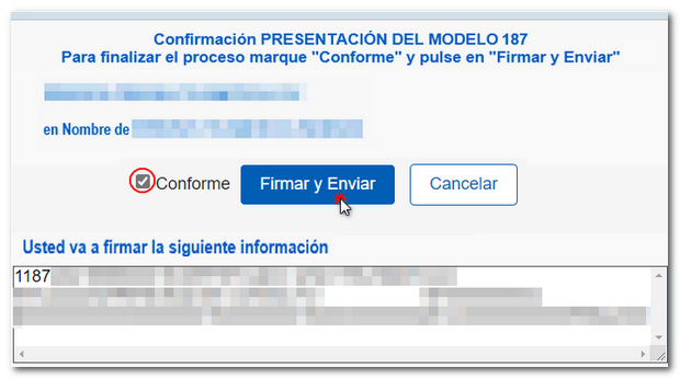 Conforme, firmar y enviar