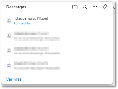 descarga de xml con errores