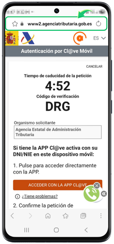 Dirección web por identificación con Cl@ve Móvil