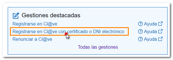 Registro con certificado