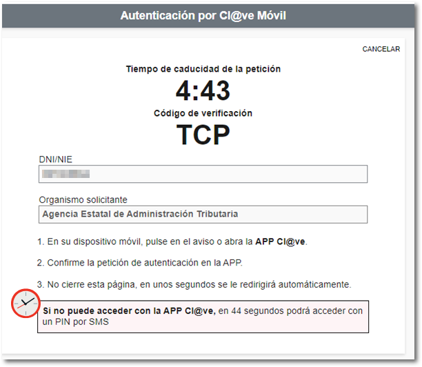 Acceder Cl@ve con SMS