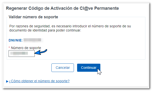 Indicar N&uacute;mero de soporte