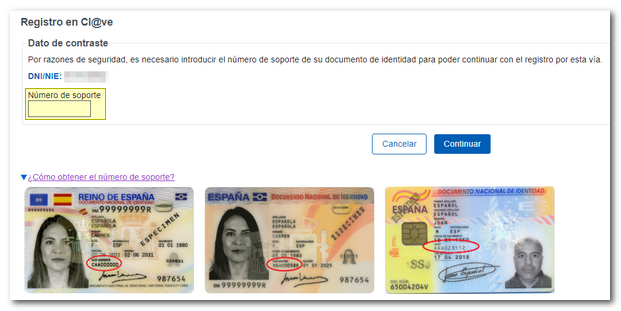 registro indicar n&uacute;mero de soporte