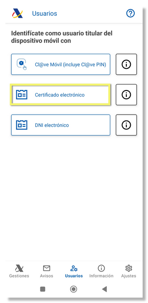 Activación app con certificado