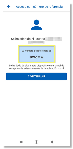 Usuario añadido a la APP y referencia