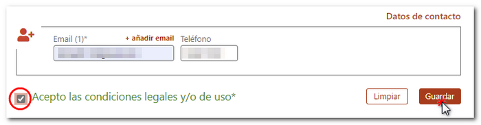 Guardar datos de contacto