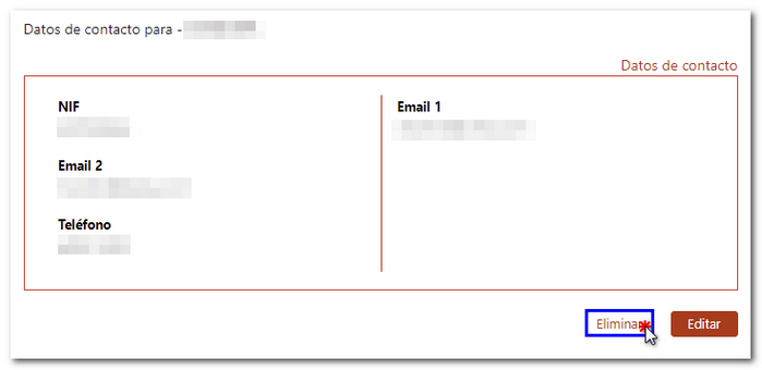 Eliminar datos de contacto