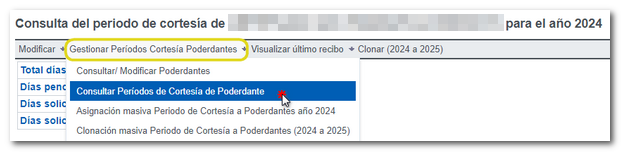 Consultar periodo de cortesía poderdantes