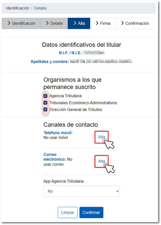 datos teléfono y correo