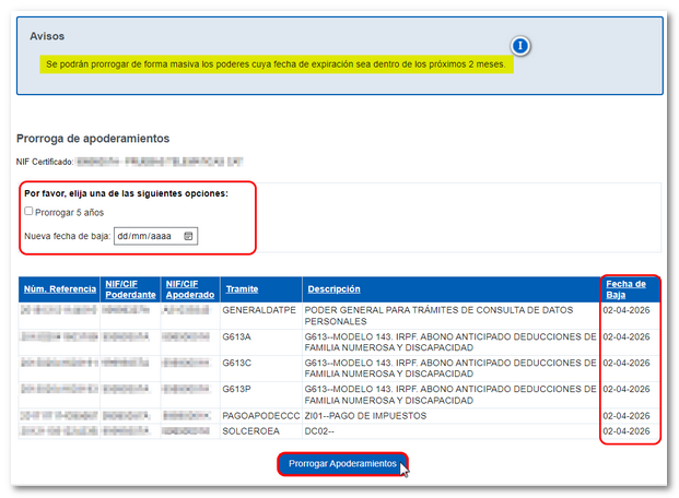 Validar pr&oacute;rroga