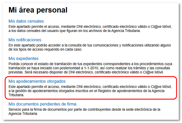 Mis apoderamientos otorgados