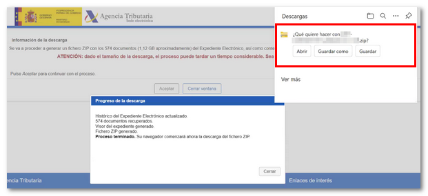 Fichero ZIP descargado