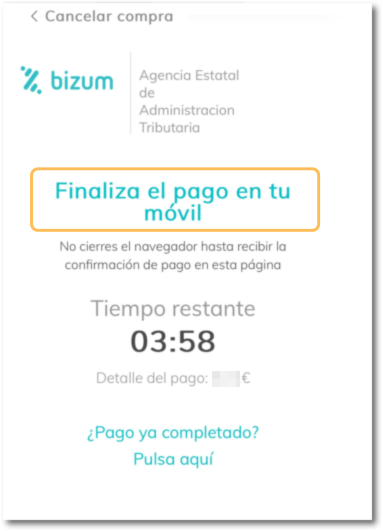 Pago realizado, regresar a la web de la AEAT