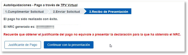 Pago realizado y obtención de NRC