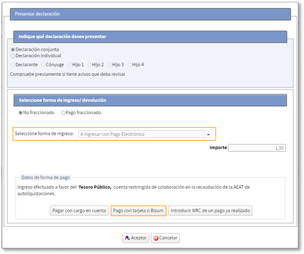 componente pago tarjeta Renta WEB