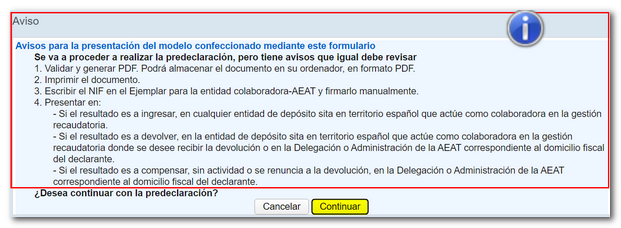 Aviso para predeclaraci&oacute;n
