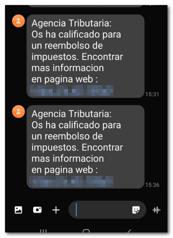 Texto sms phishing